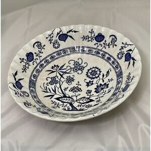 Vintage Classic J &G Meakin Blue Nordic Onion Ironstone Round Serving Bowl